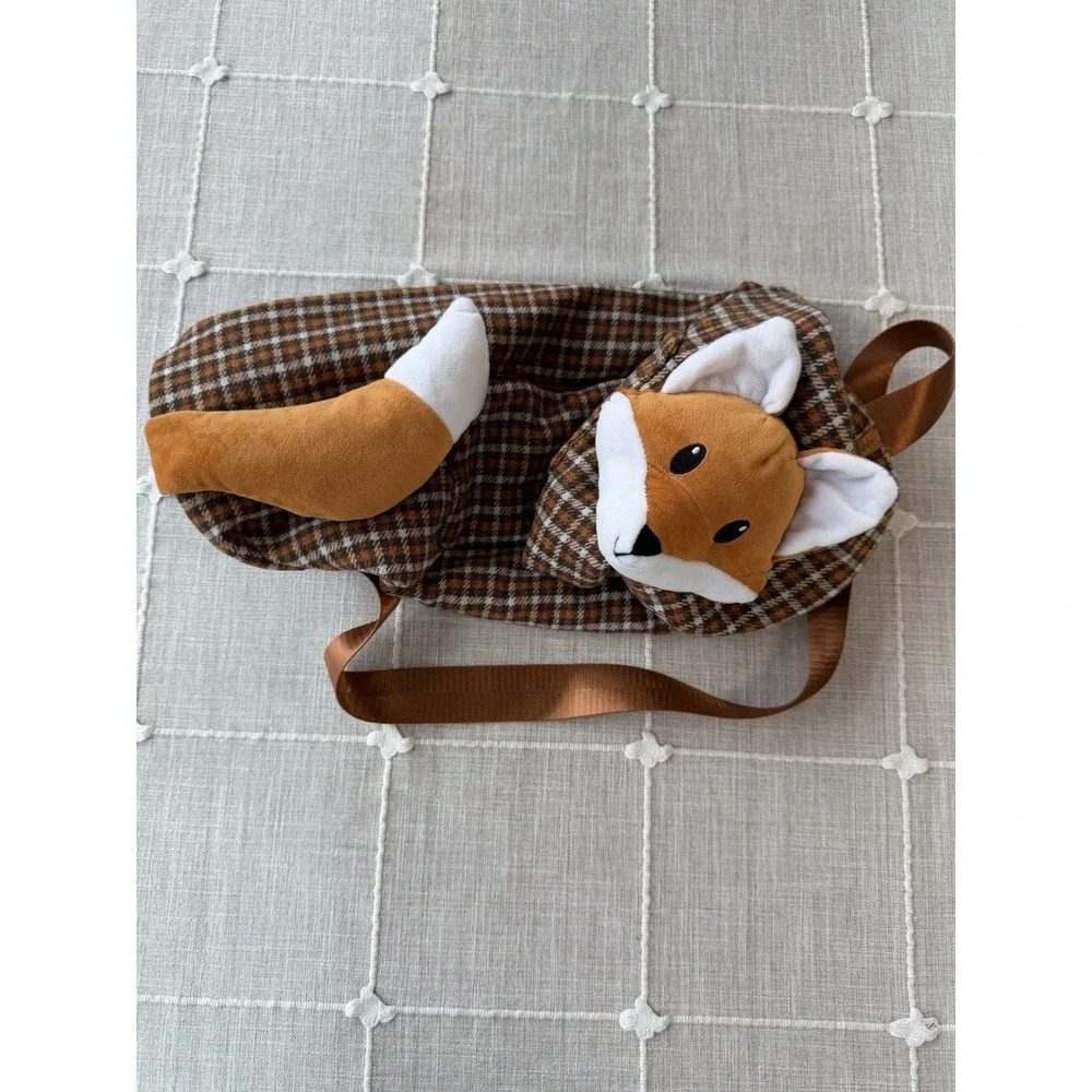 YogaPets Yoga Mat Carrier Bag FOX Brown Plush Plaid Tote tail strap zipper